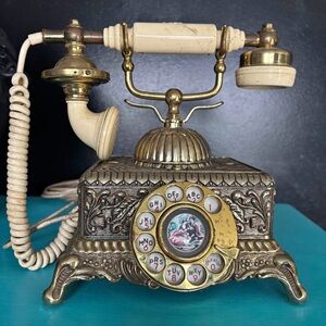 Baroque Brass Filagree Grand Emperor Imperial Style Rotary Telephone Elegant